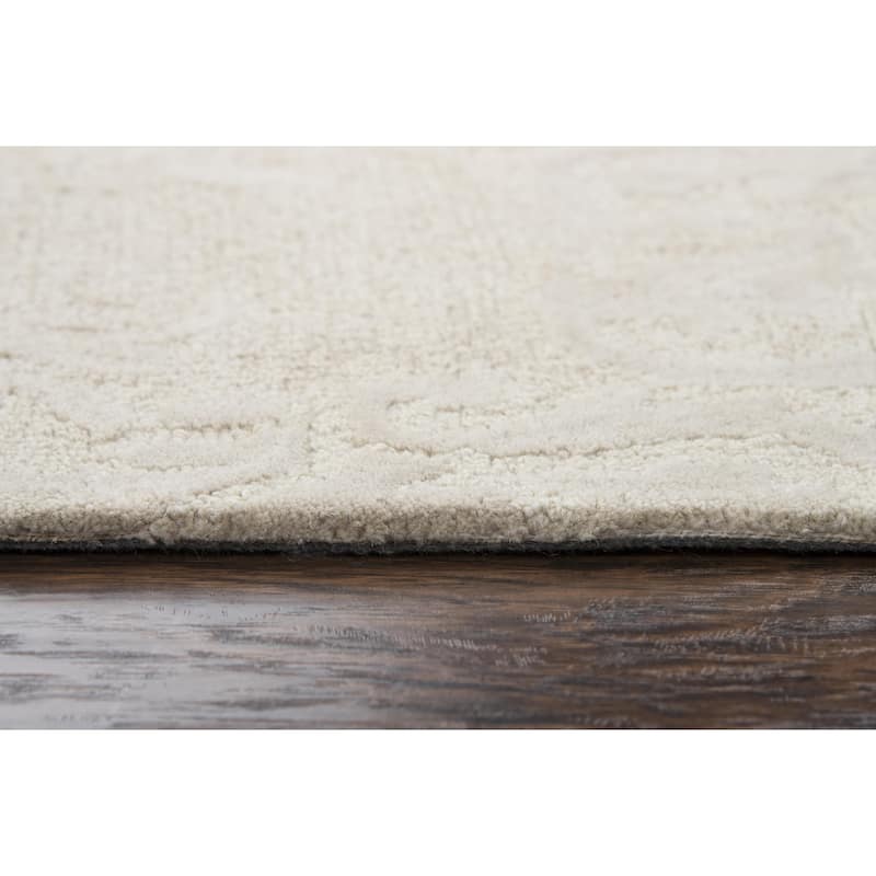 Alora Decor Emerson Neutral Ivory Damask Hand-tufted Wool Rug