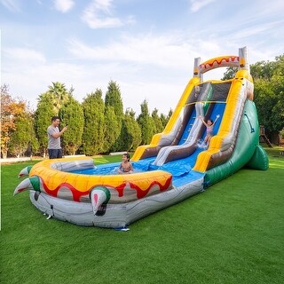 HeroKiddo T-Rex 18 FT Inflatable Water Slide with Detachable Pool