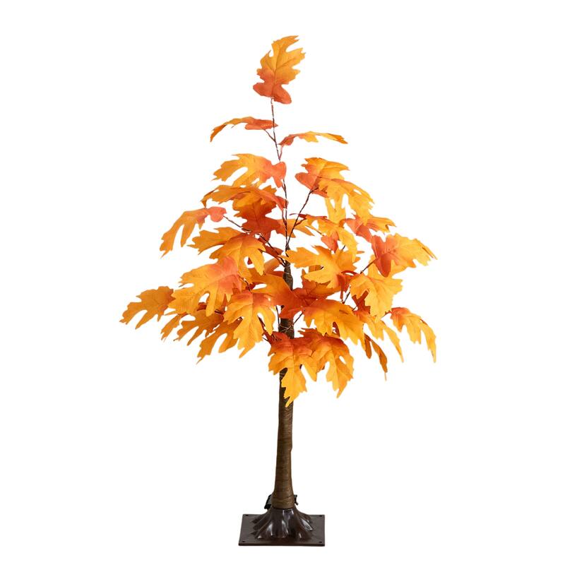 3-ft Pre-Lit Autumn Maple Artificial Fall Tree with 80 Lights - Green
