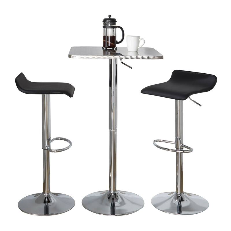 Porch & Den ForestHill-Tower Ale Square 3-Piece Bar Set - Black Faux Leather