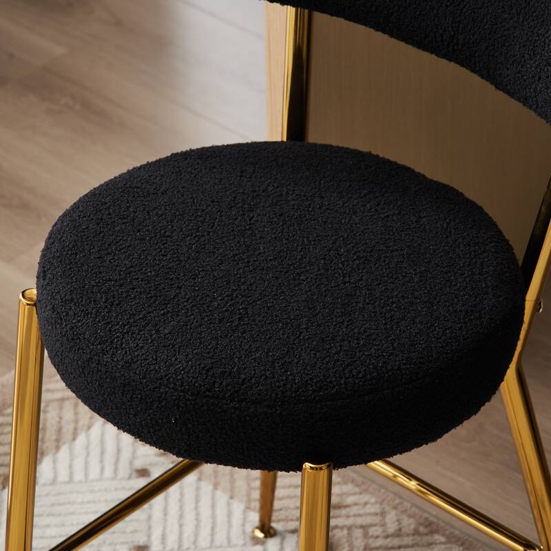 Fabric Upholstered Bar Stools Set of 2, Counter Height Bar Stools with Back, Kitchen Island Chairs with Metal Legs