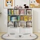 preview thumbnail 1 of 9, Toy Storage Organizer with 2 Movable Drawers, Multi-Functional 7 Shelf Kids Bookcase with 2 Hooks, Children Book Shelf White