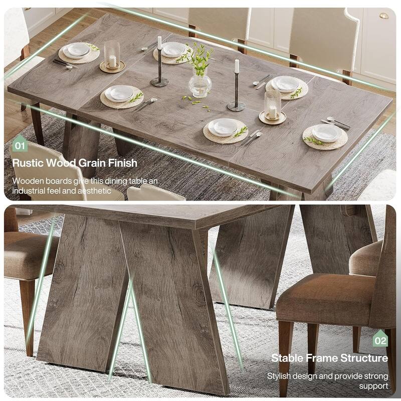 71" Large Farmhouse Dinning Table, Rectangular Dining Table for 6