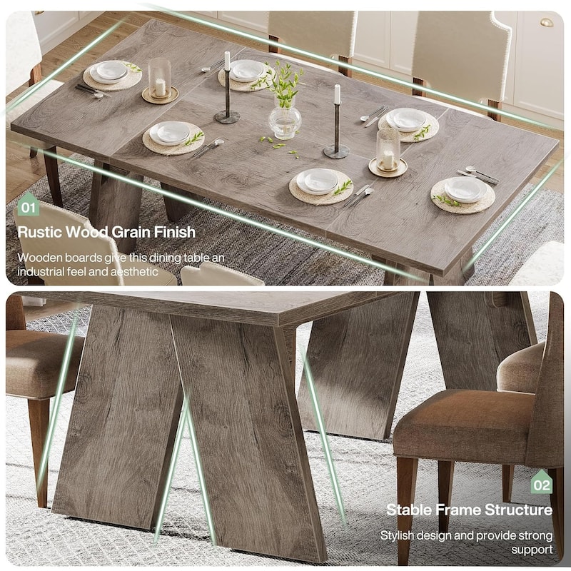 71 Inches Large Farmhouse Dining Table for 6 People