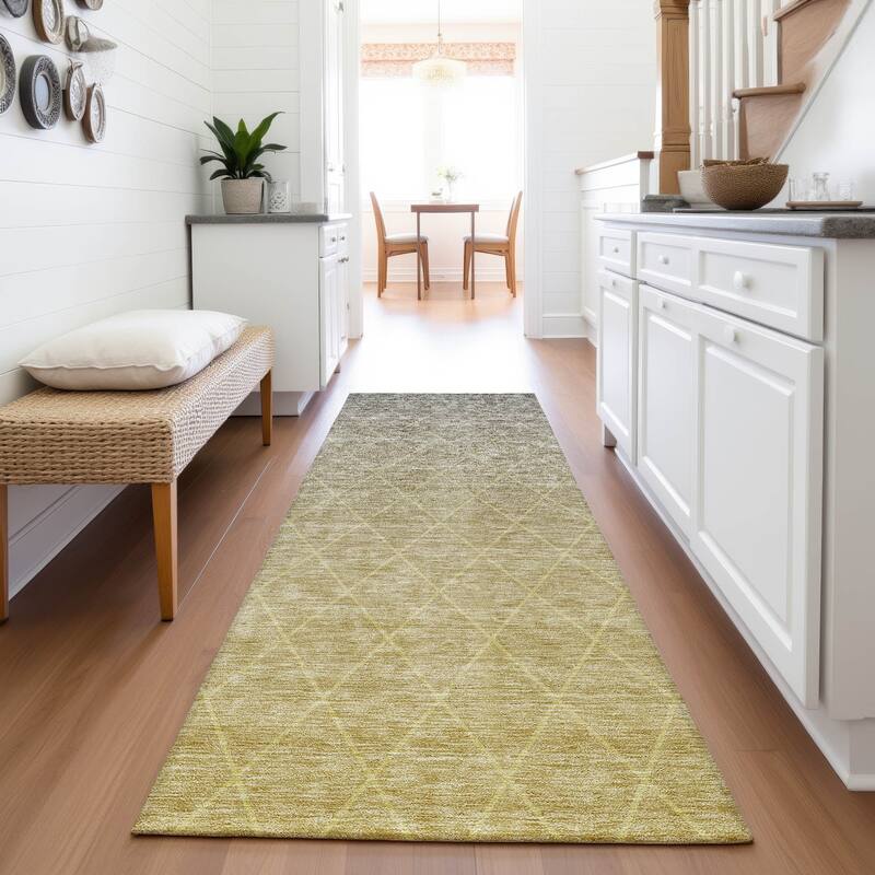 Premium Washable Super Soft Ombre Diamonds Mayfield Rug - Gold - 2'3" x 7'6"