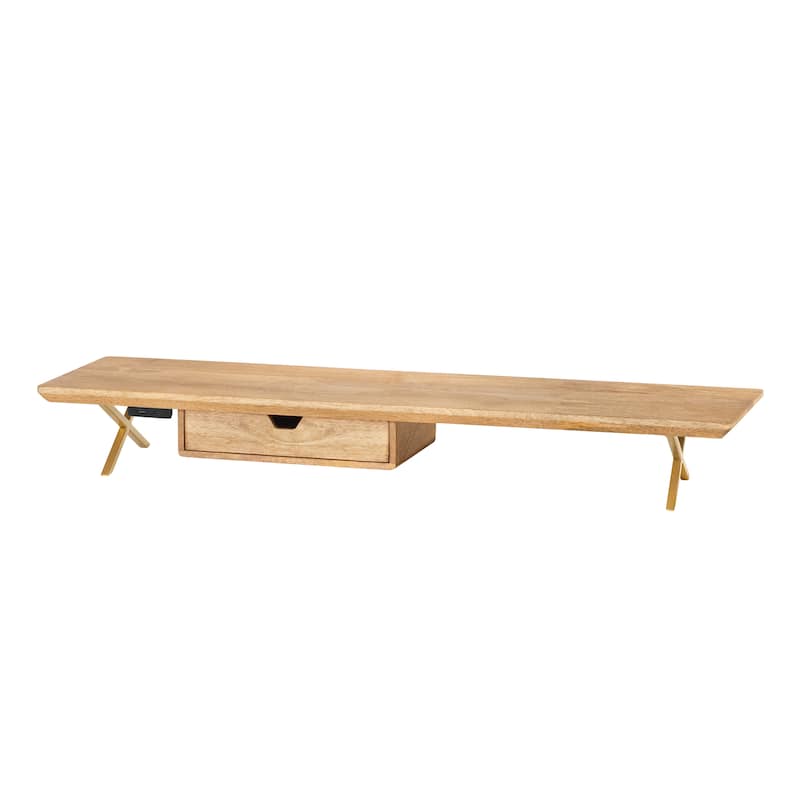 Jani Wood Monitor Stand Riser Desk - Ergonomic Design Stand, Desktop Organizer Table for Home, Office Workspace, Gaming Desk