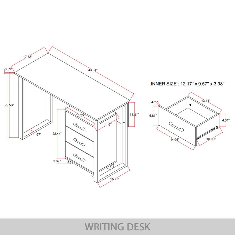 CraftPorch Luxury Writing Table with Drawer Cabinet