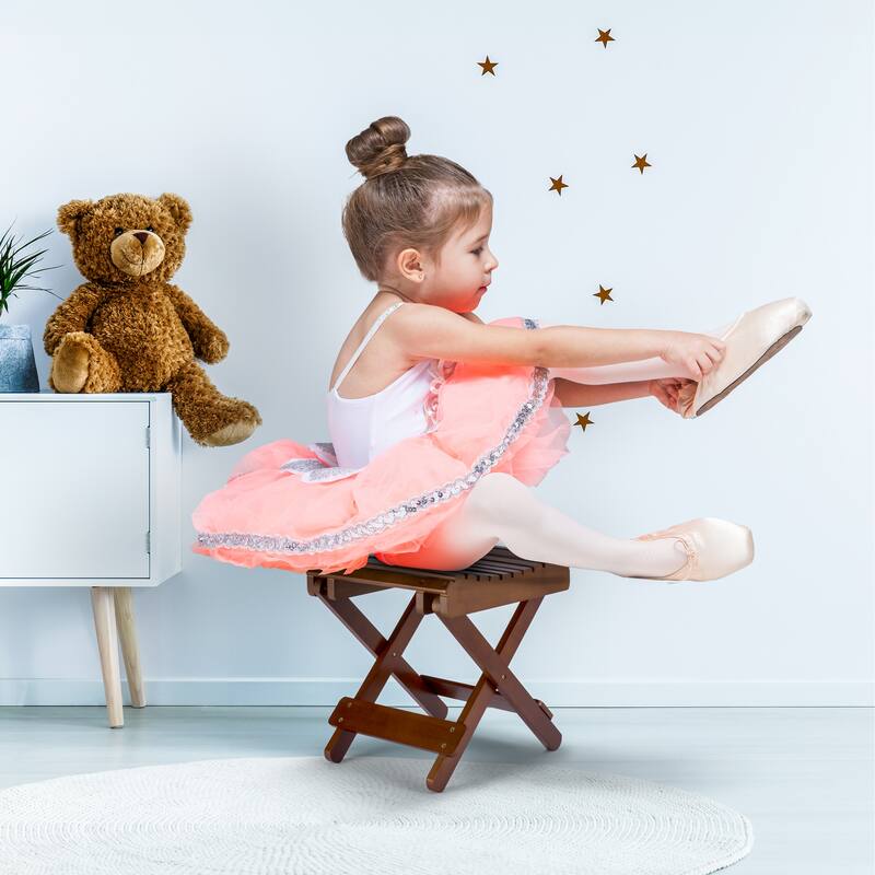 Bamboo Wooden Folding Step Stool Bench for Shower Foot Rest Bath Chair - 25" L x 19.5" W x 6" H