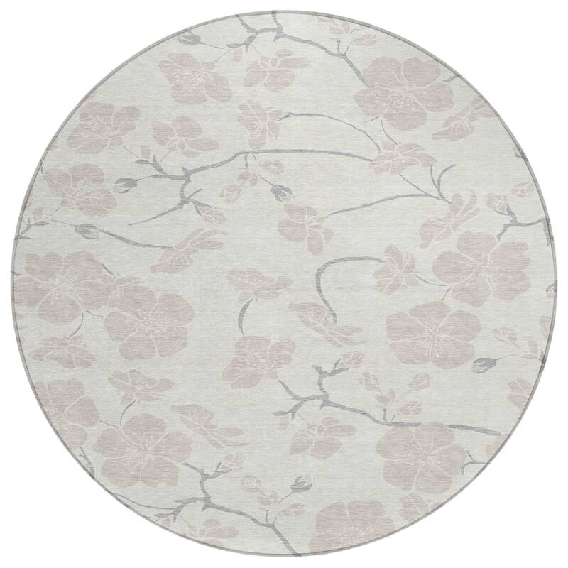 Machine Washable Indoor/ Outdoor Calm Floral Chantille Rug
