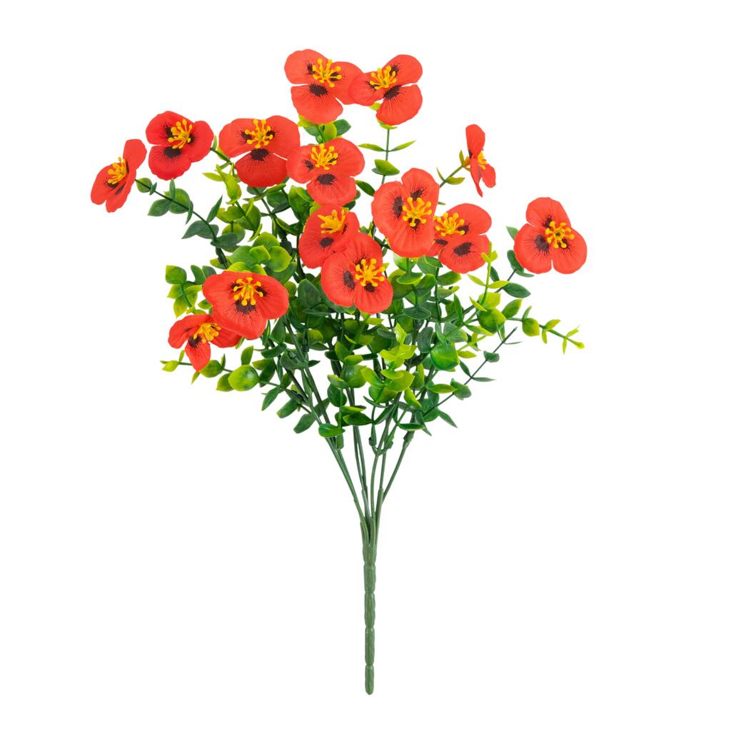 13-in UV Resistant Artificial Pansy Bush (Indoor/Outdoor) - Set of 12