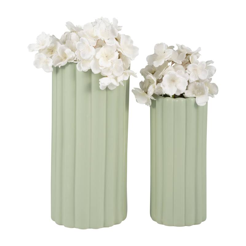 Sagebrook Home Chic Sculpted Ribbed Vase Set of 2