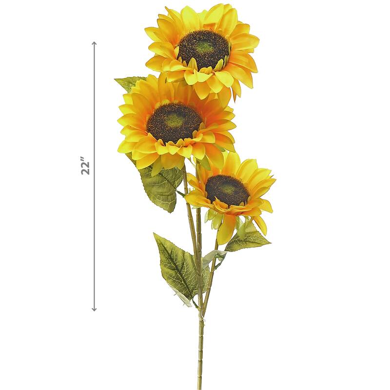 IH Casa Decor Artificial 3 Head Sunflower Spray - Set of 2