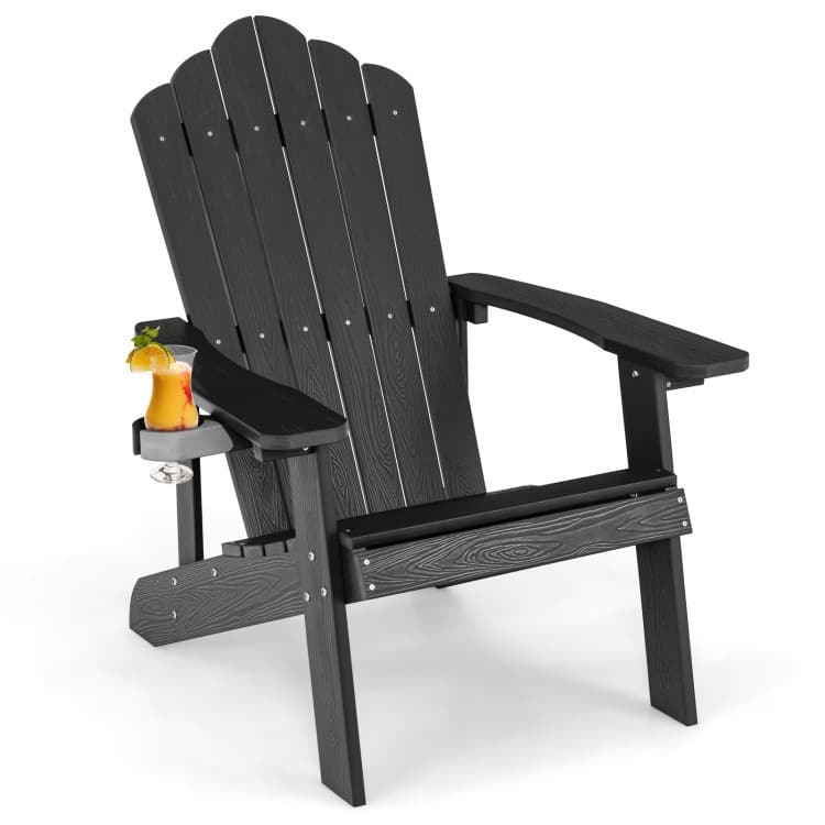 Weather Resistant HIPS Outdoor Adirondack Chair with Cup Holder - 33.4" x 30" x 37"