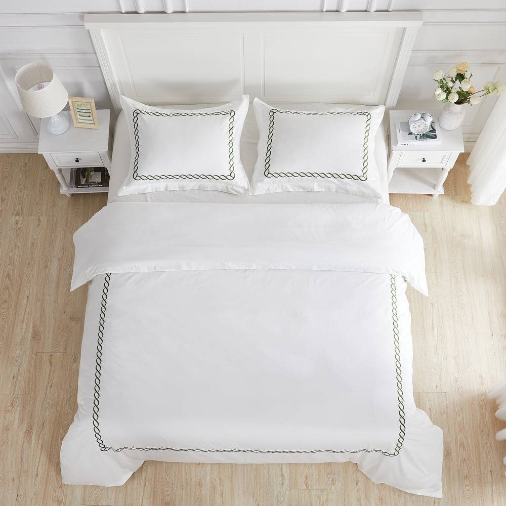 Home Sweet Home Collection 600 Thread Count Cotton Rope Embroidery Duvet Set