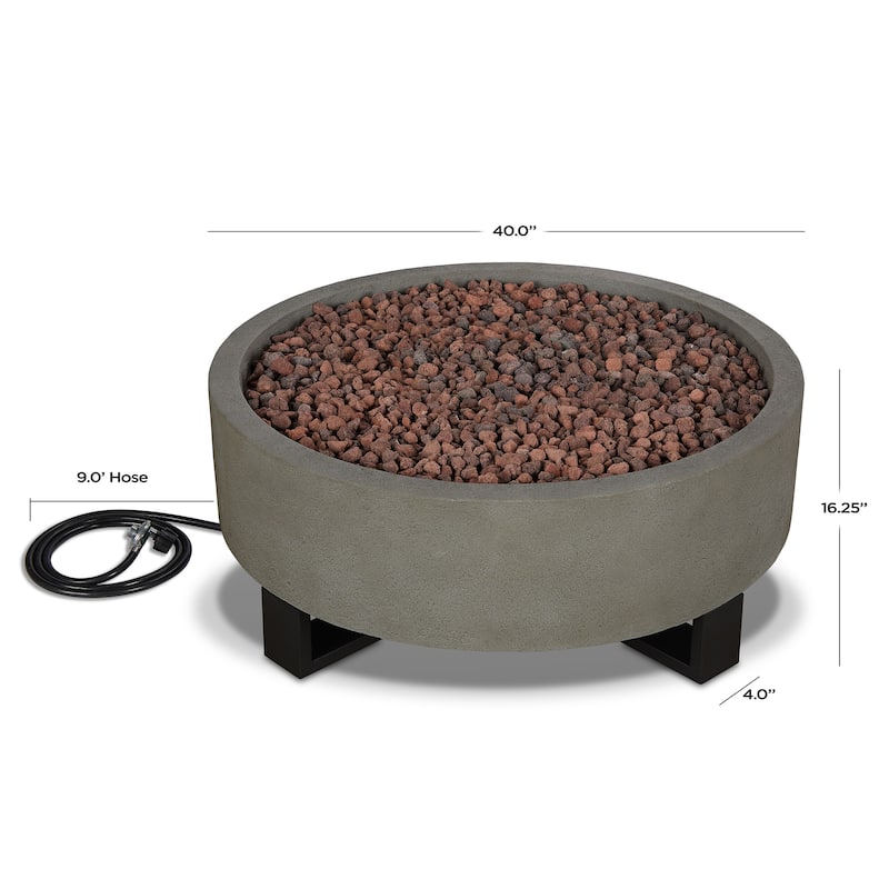 Idledale 40" LP Fire Bowl in Glacier Gray by Real Flame