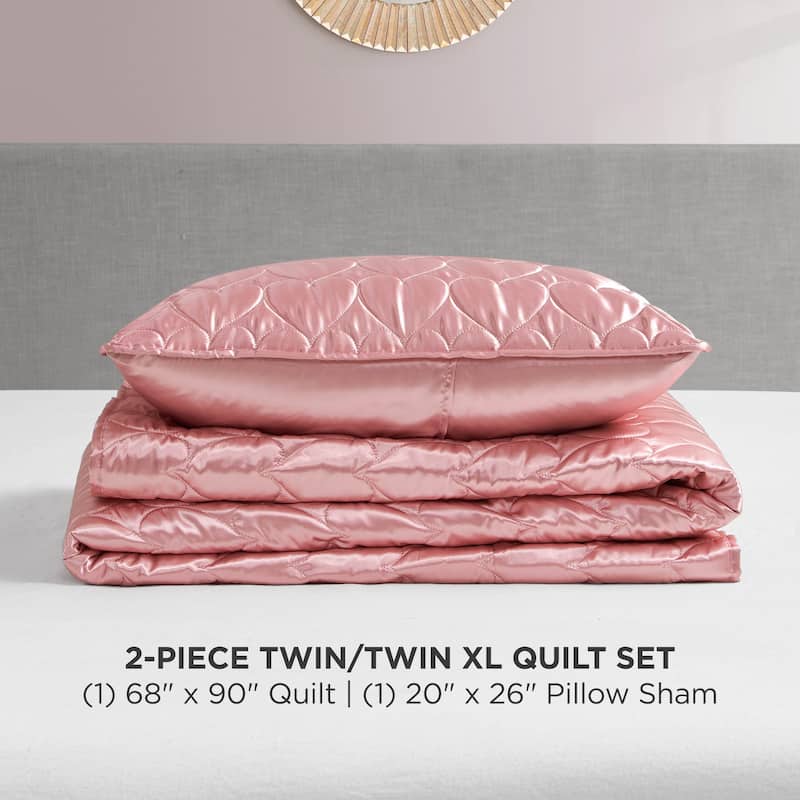 Juicy Couture Satin Heart Stitched Quilt Sets
