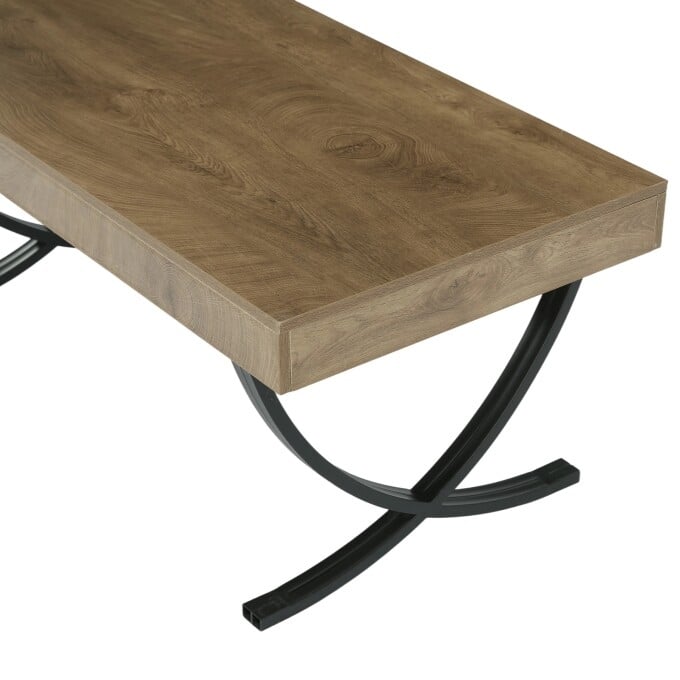 47" Wooden Coffee Table with X-Shaped Metal Legs for Living Room