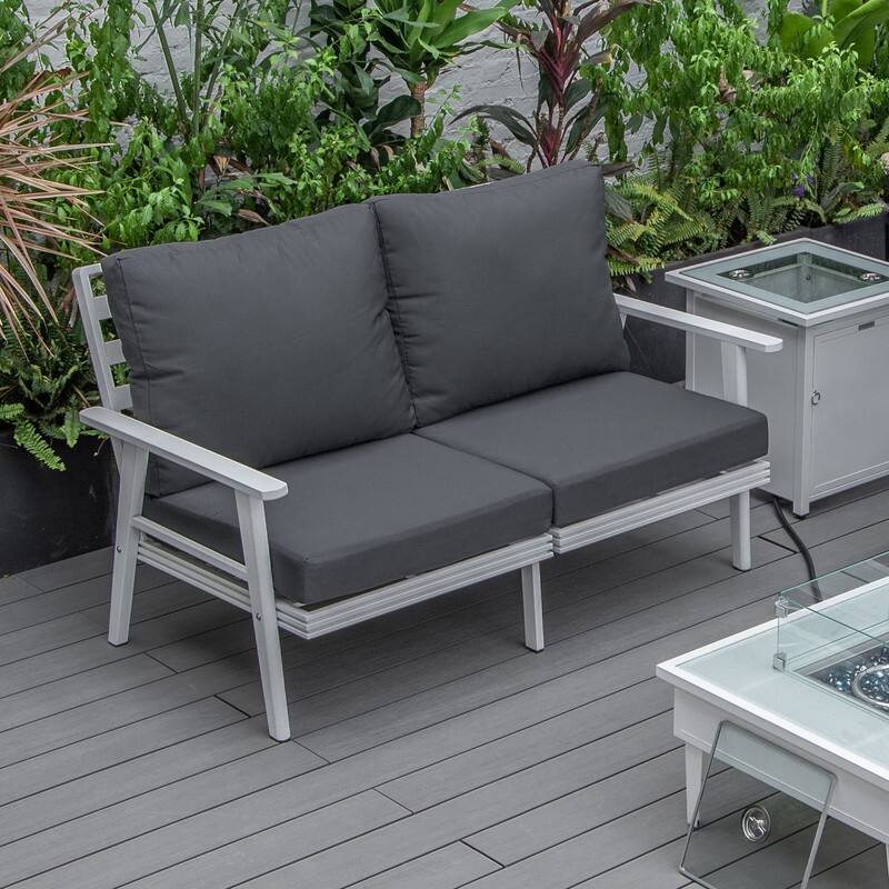 Walbrooke Polyester Upholstered Aluminum Frame Outdoor Loveseat with Powder-Coated Finish and Removable Cushion Covers - 56.69