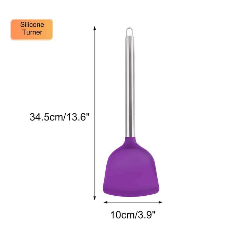 Silicone Turner Spatula Heat Resistant Non Stick for Cooking Baking Purple - 13.6" x 3.9"(L*W) - Purple - 13.6" x 3.9"(L*W)