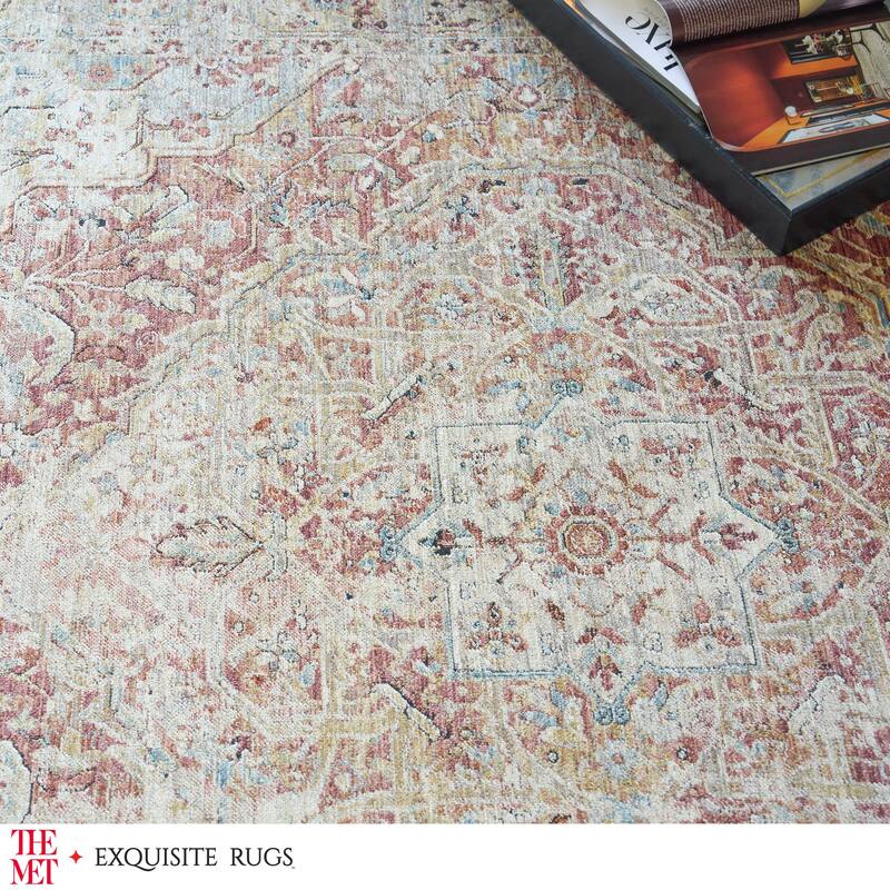 The Met X Exquisite Rugs Antique Loom Beige/Rust Area Rug.
