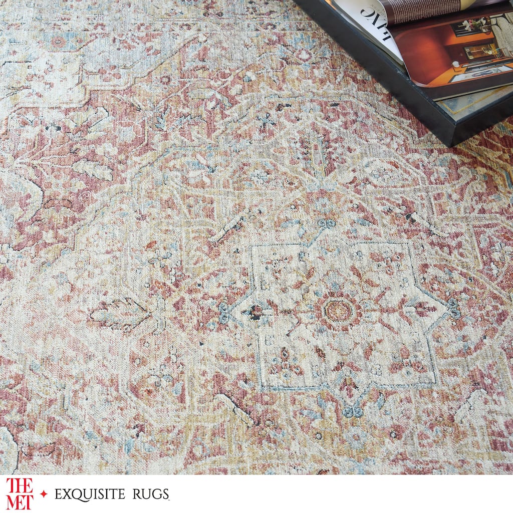 The Met X Exquisite Rugs Antique Loom Beige/Rust Area Rug.
