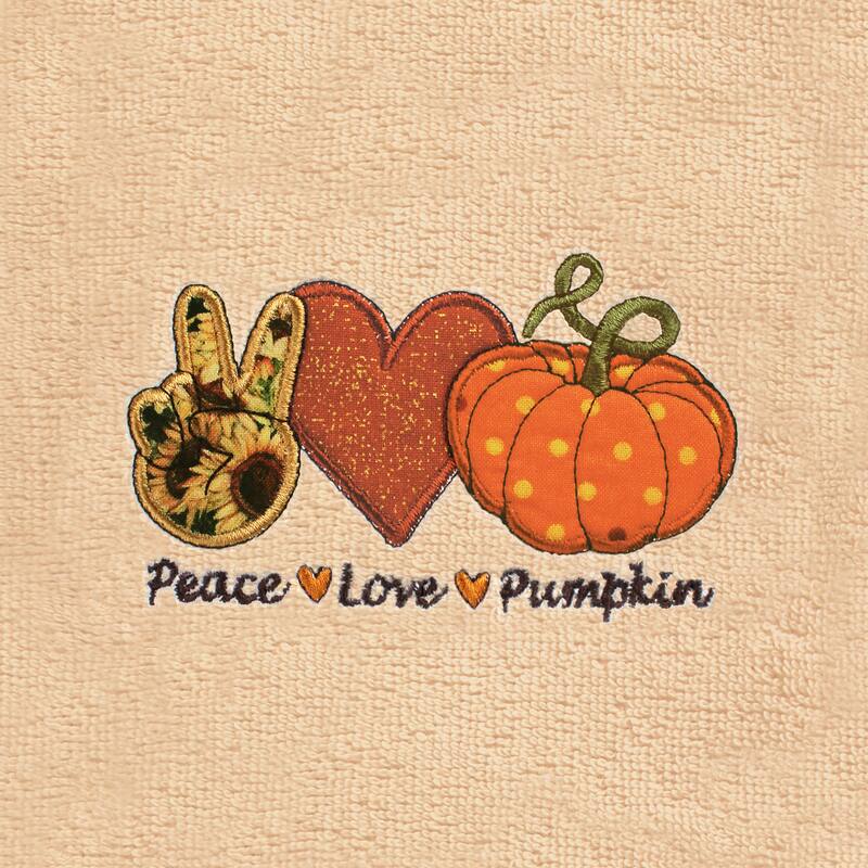 Authentic Hotel and Spa Peace*Love*Pumpkin - Embroidered Luxury 100% Turkish Cotton Hand Towel