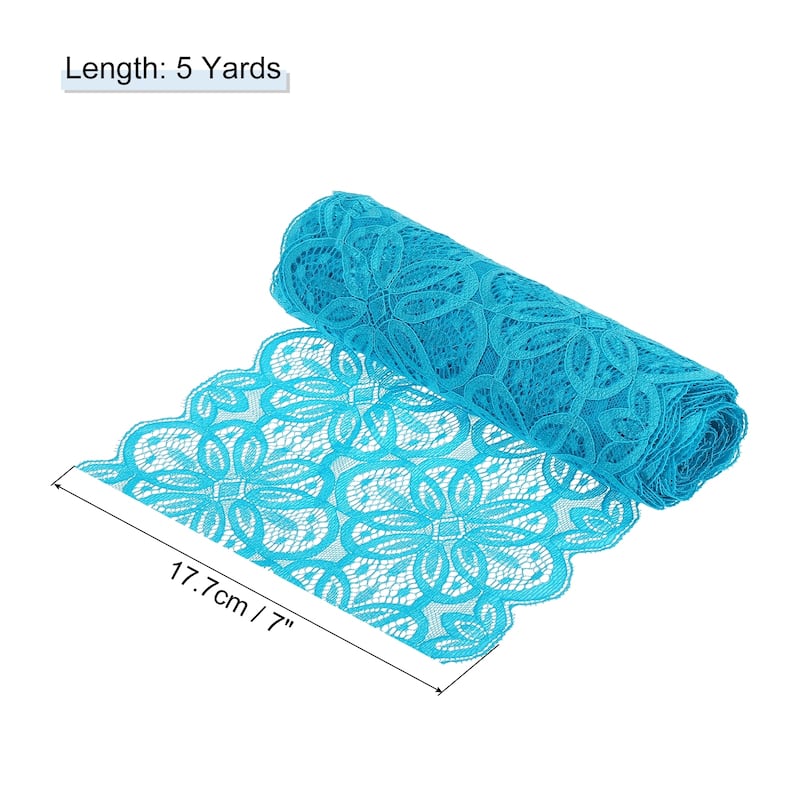 Lace Ribbon 7 Inch Lace Flower Trim for Craft Gift Wrappers Wedding - Deep Blue - 5 Yard