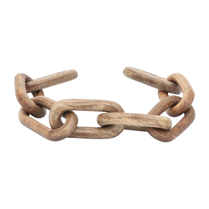 Sagebrook Home Wooden Link Sculpture Decor Contemporary Rustic Brown