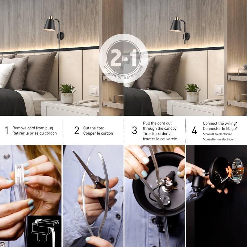 Bellevue GEWS12811 Draco Single Light 14" Tall Hardwired or Plug-In