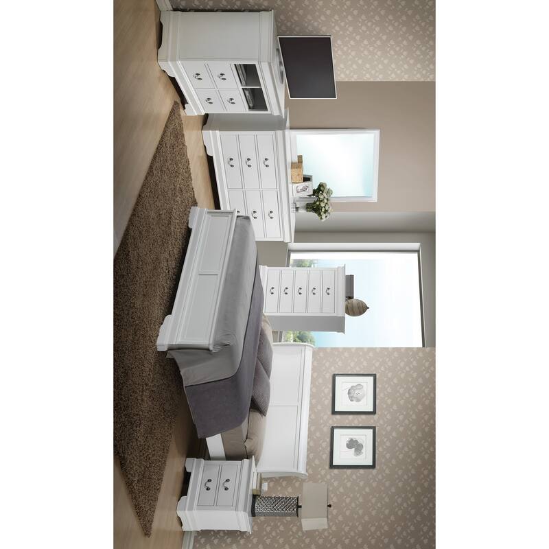 Solid Wooden Rectangular King Panel Bed - 89" - White