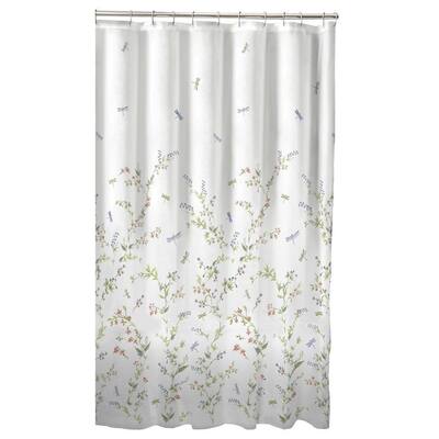 Daily Boutik Floral Dragonfly Polyester Machine Washable Shower Curtain