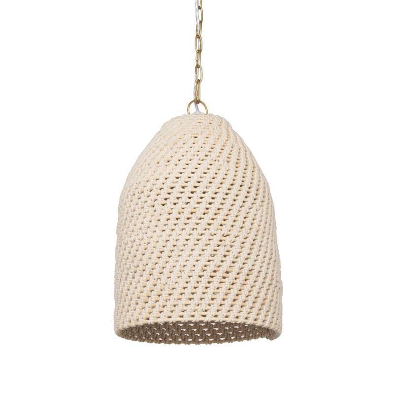 Tosha 1-Light Tapered Cotton Rope Drum Pendant - 12.5L x 12.5W x 19.0H