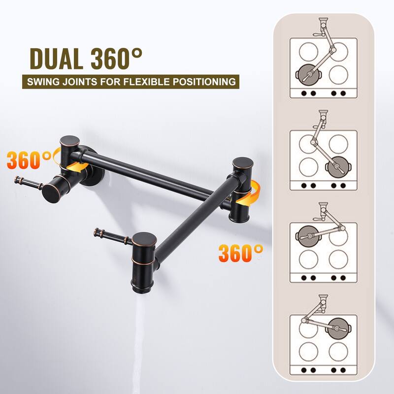 WOWOW 23.5-inch Wall Mount Pot Filler with Double Handle