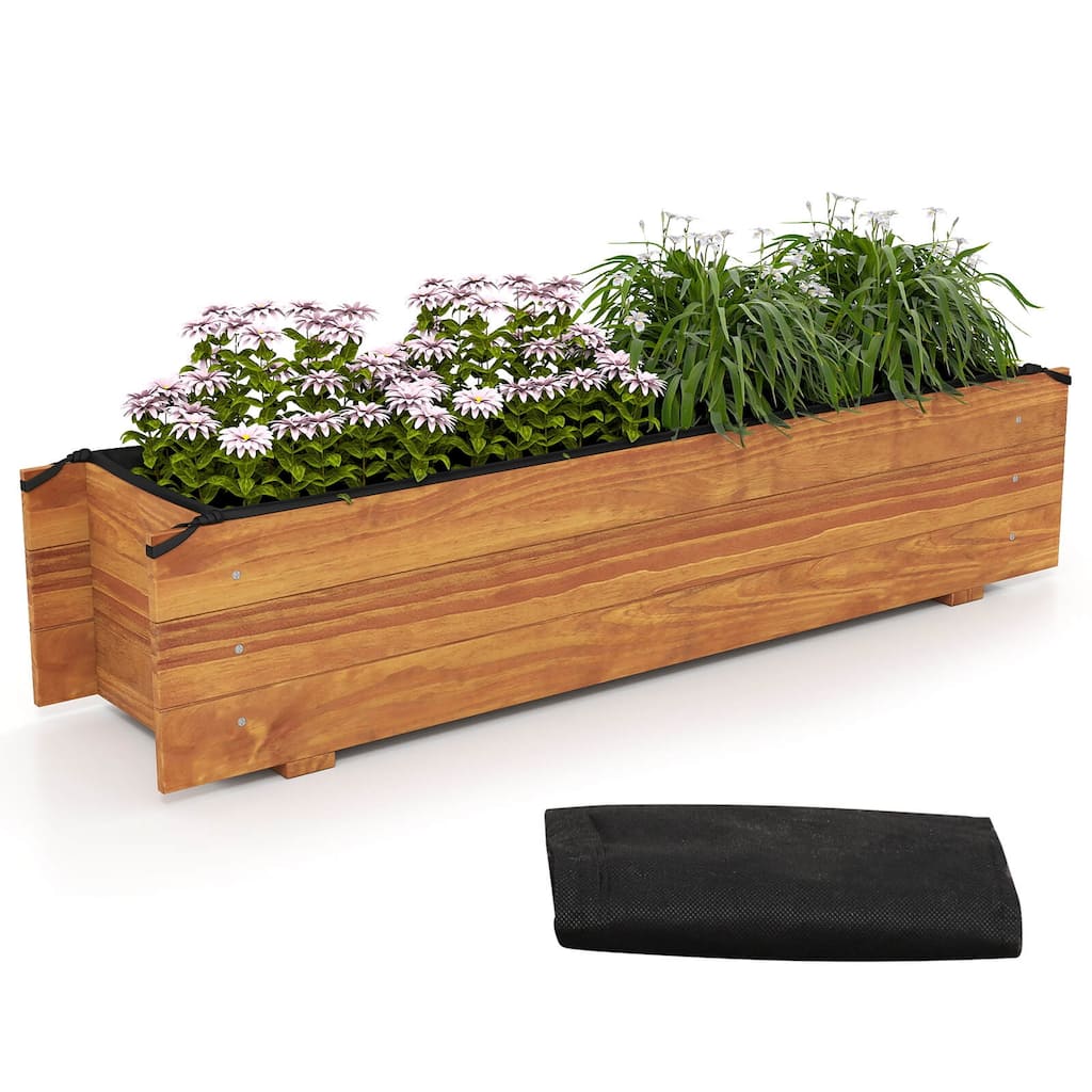 Costway Raised Garden Bed Wood Rectangular Planter Box with 2 Drainage - See Details