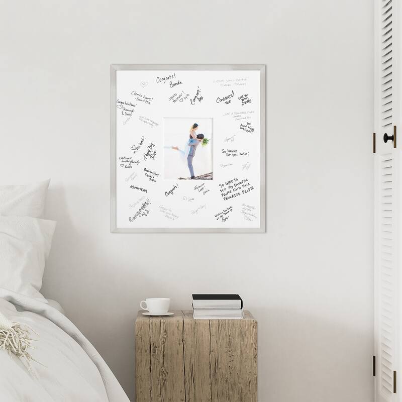Svelte Signature Mat Picture Frame - Autograph Photo Frame Guest Book Alternative for Weddings, Graduations, or Retirement