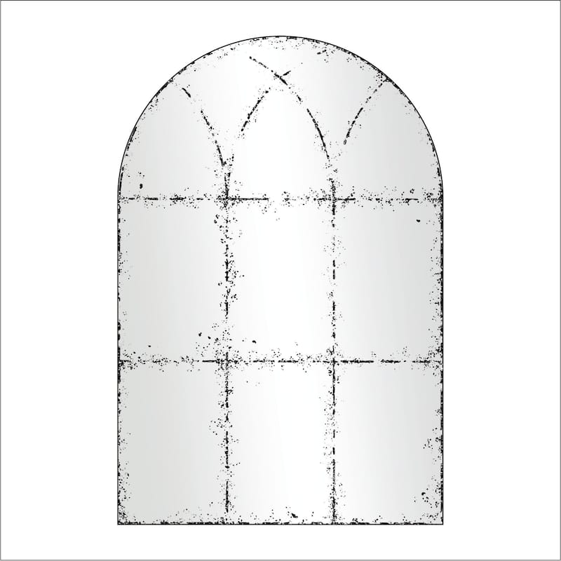 Semicircular wall-mounted mirror - Black,White