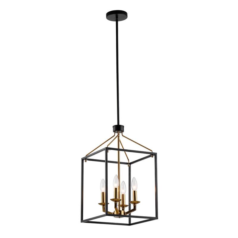12" Black/ Gold 4-Light Foyer Pendant Chandelier Light