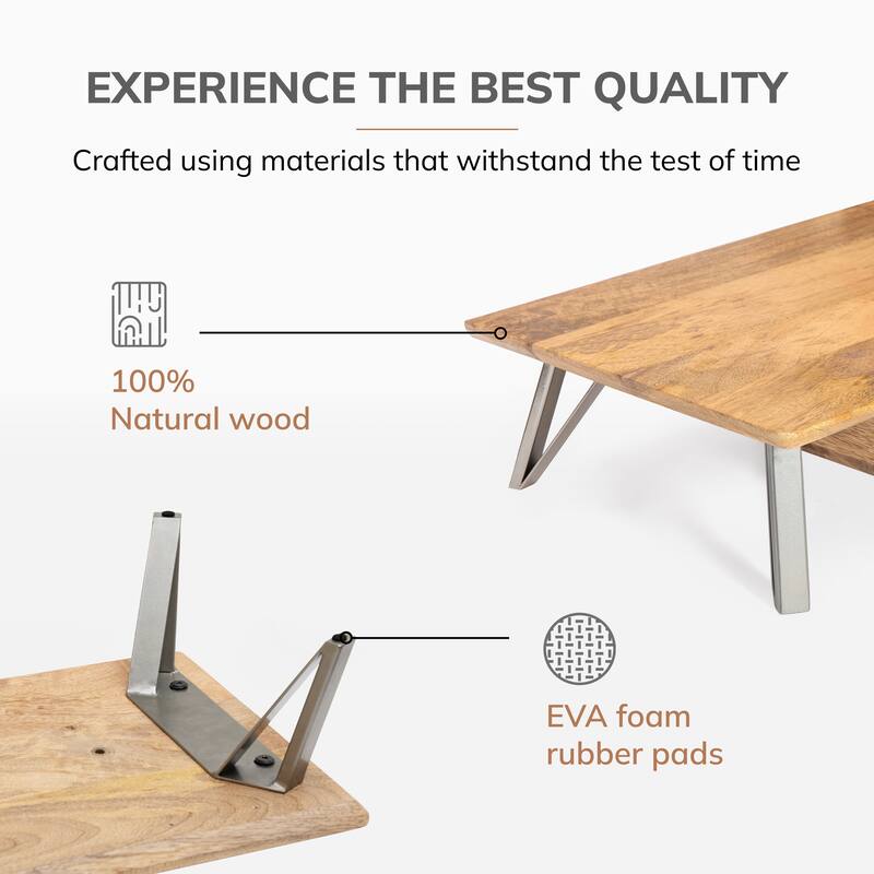 Jani Wood Monitor Stand Riser Desk - Ergonomic Design Stand, Desktop Organizer Table for Home, Office Workspace, Gaming Desk