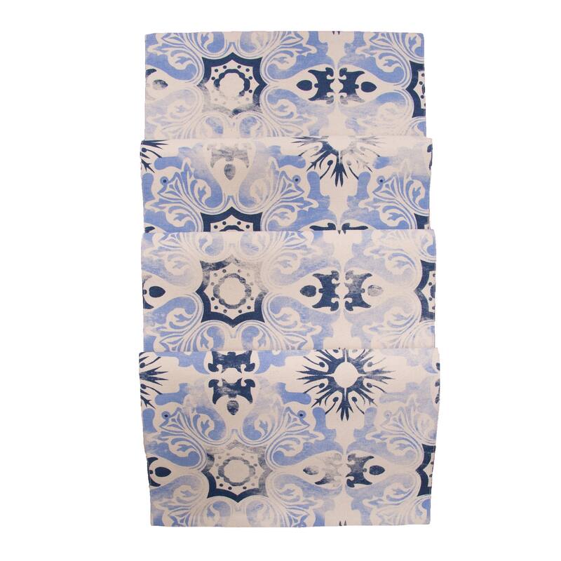 13" x 72" Blue Tile Kitchen Table Runner - 13" x 72"
