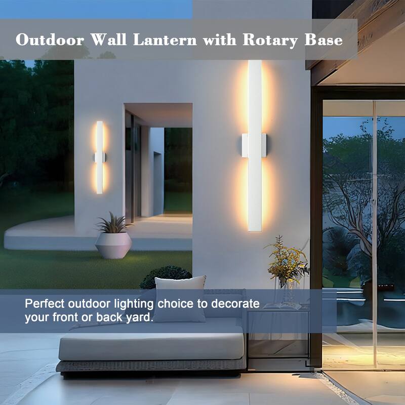 2Pack Outdoor Hardwired Bar Wall Light Linear Sconce with LED Source