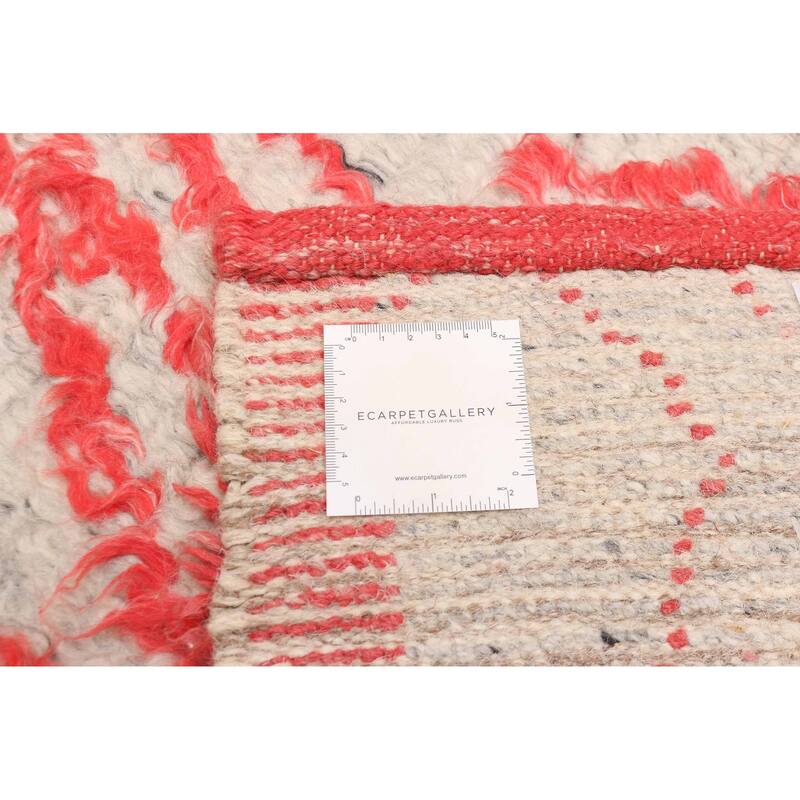 ECARPETGALLERY Hand-knotted Tangier Light Grey, Red Wool Rug - 8'1 x 9'8