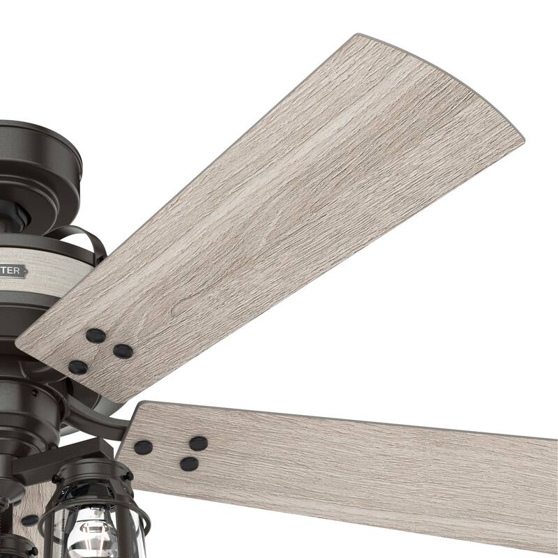 Hunter 52" Oakland Noble Bronze Ceiling Fan with LED Light and Pull Chain - Farmhouse - Caged - Rustic - SureSpeed Technology!