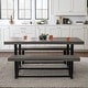 preview thumbnail 18 of 25, Middlebrook Solid Wood 3-Piece Dining Set with 60-inch Benches Grey