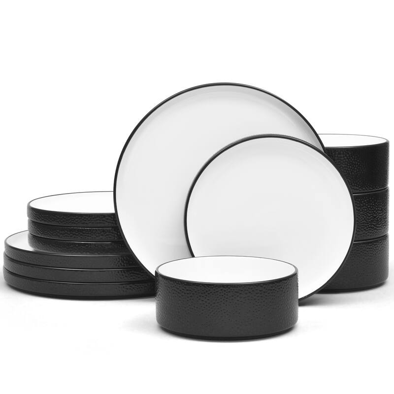 Noritake Colortex Stone 16-Piece Stax Dinnerware Set, Service For 4 - 16-Piece - Black