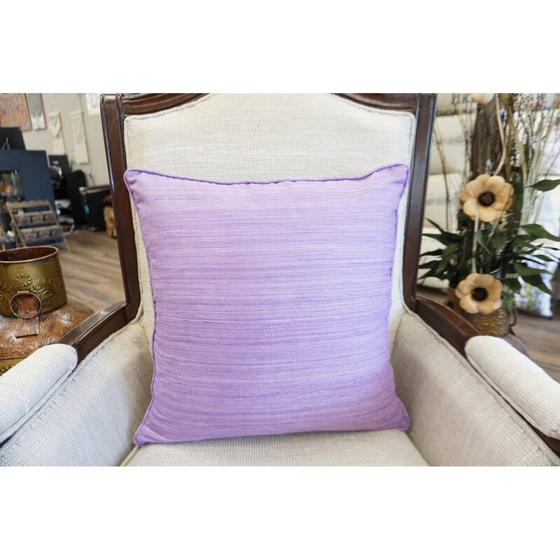 Home&Manor Raw Silk Throw Pillow 18" Light Purple
