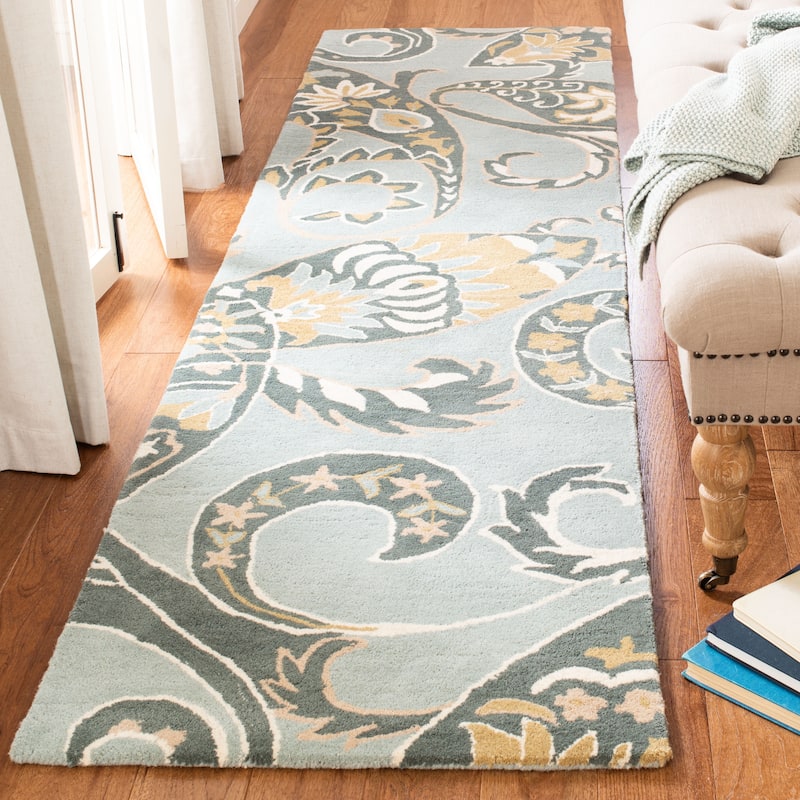 SAFAVIEH Handmade Wyndham Rosaleen Modern Wool Rug - 2'3" x 9' Runner - Blue/Multi