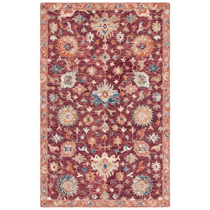 SAFAVIEH Handmade Aspen Maddalena Boho Wool Rug - 5' Square - Red/Pink