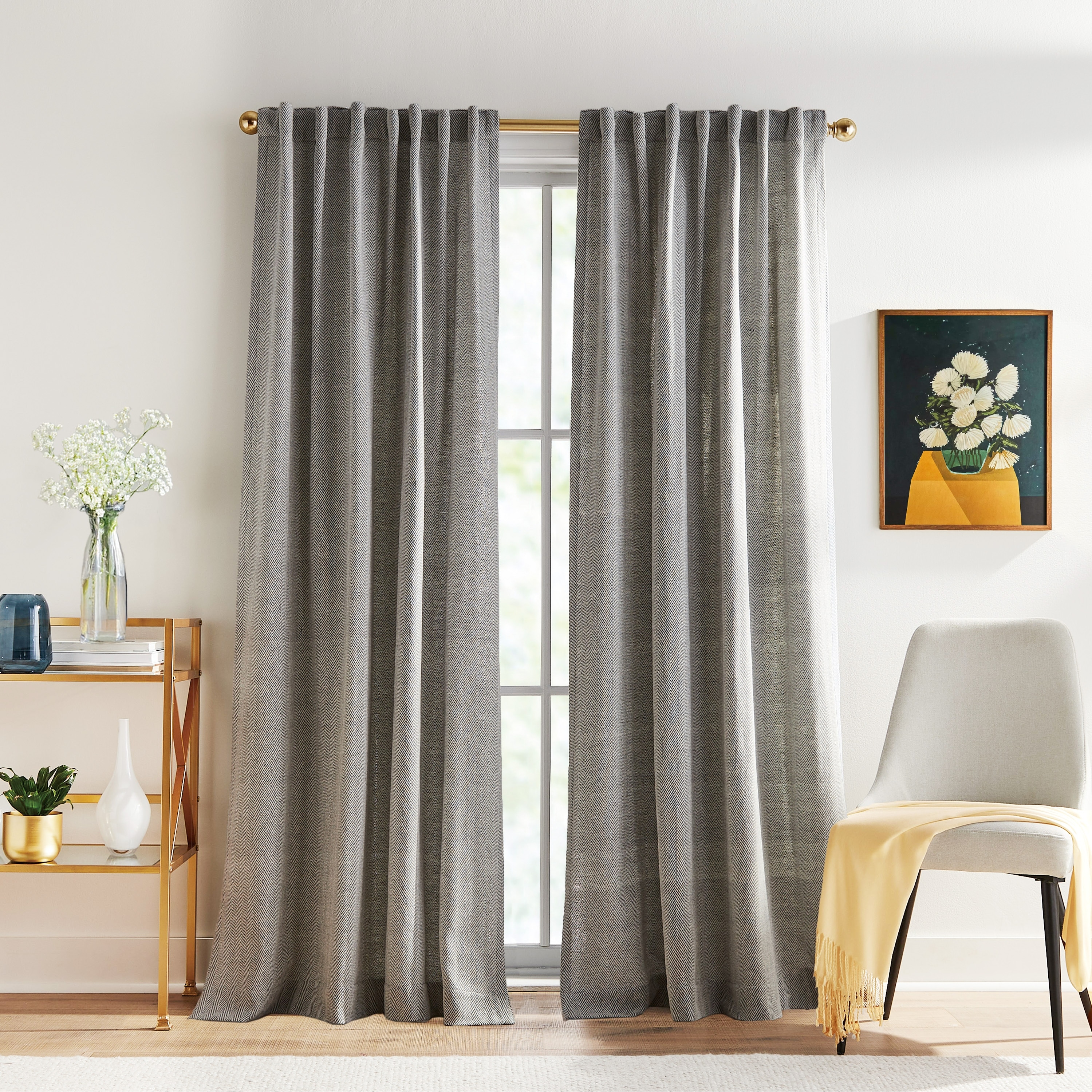 Peri Home Herringbone Curtain Panel Pair
