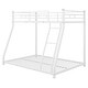 preview thumbnail 5 of 9, White Twin over Full Size Metal Floor Bunk Bed with Fence and Ladder for Kids, Bedroom