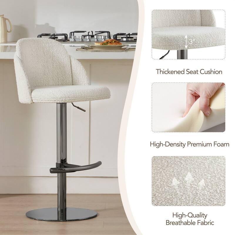 Spruce & Spring Joseph Modern Adjustable Swivel Counter Bar Stools with Back and Arched Footrest